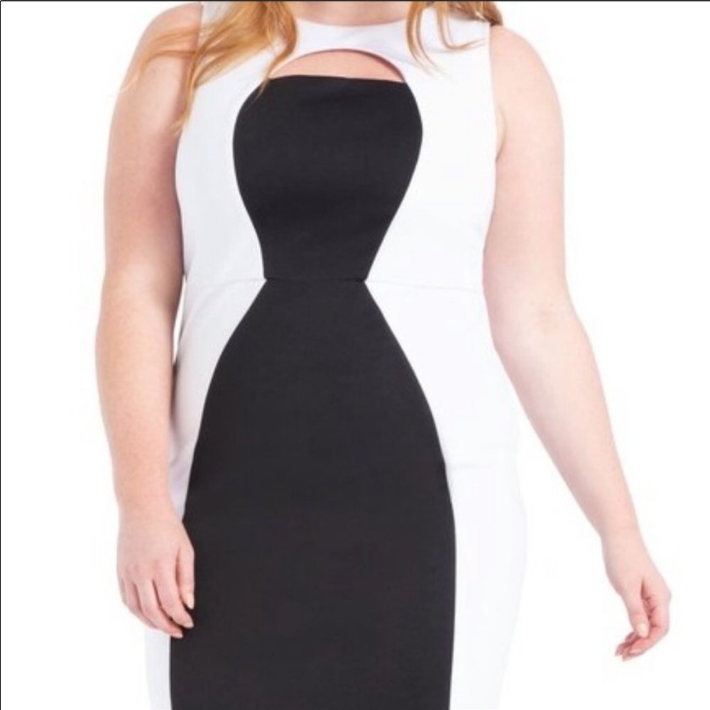 Eloquii Black/White Dress with Cut-out